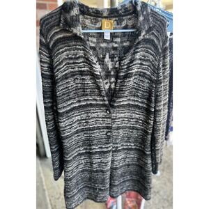 Damask Peruvian 100% Baby Alpaca Knit Reversible Sweater‎ Charcoal Size L